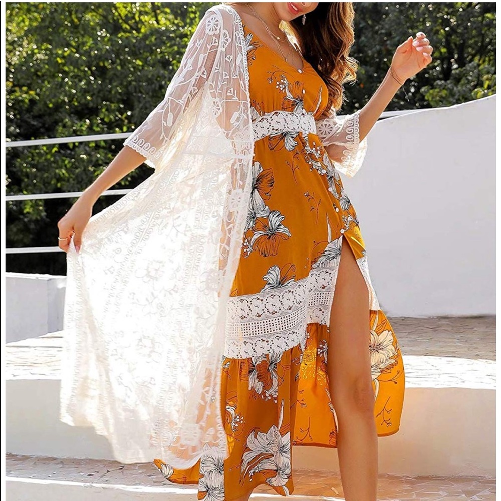 Boho Chic Lace, “ Lindsay “ Coverup ❤️✌️ - Picture 2 of 8